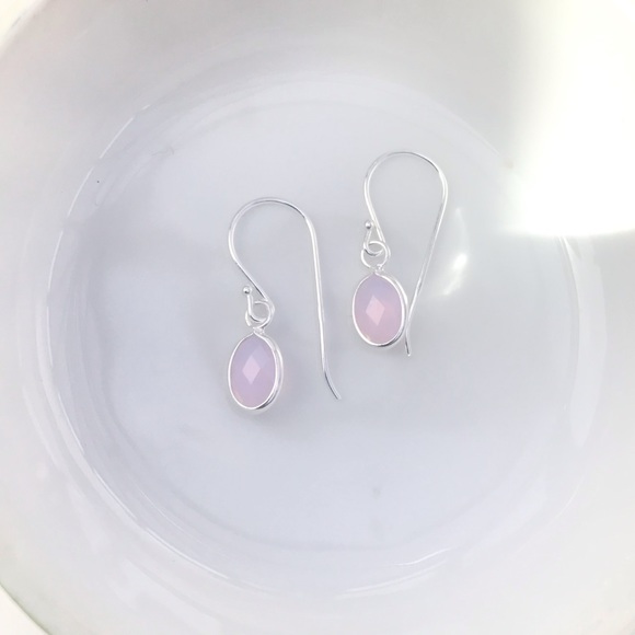 Tiny Nano Pink Opal Sterling Silver Earrings - Picture 3 of 7